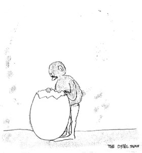 Peter callasen, Looking Into Egg (The Dying Swam series), disegno su carta