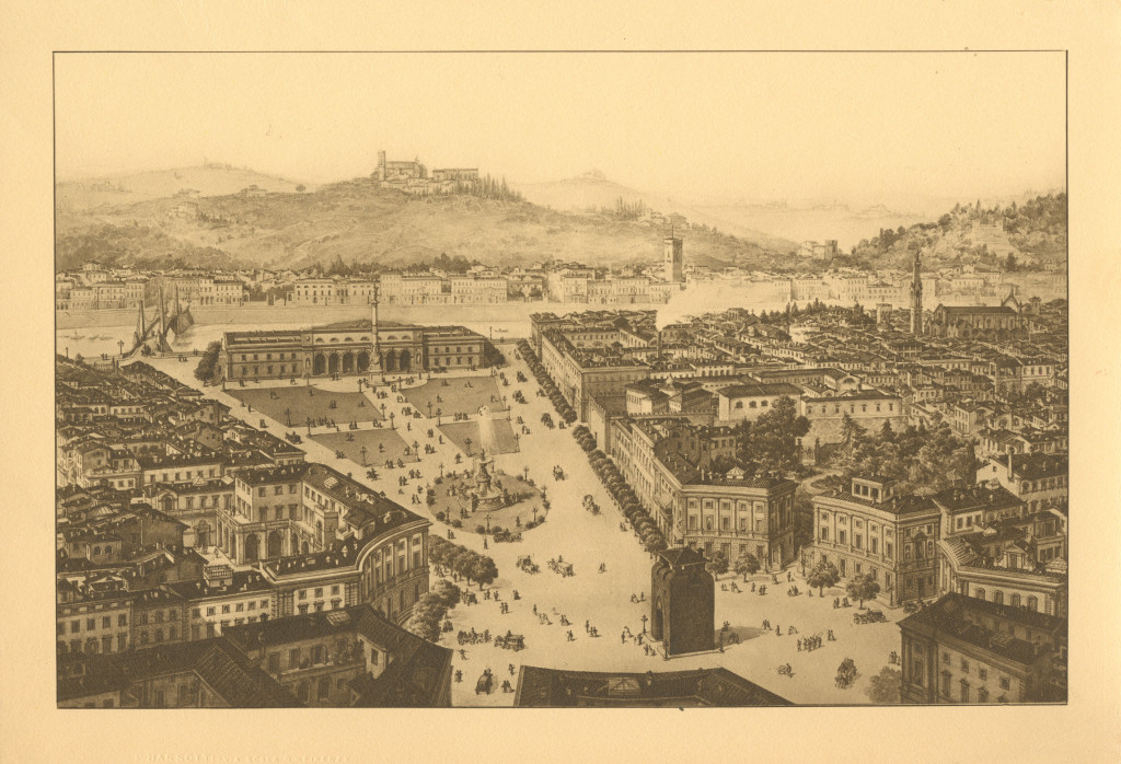 veduta prospettica di piazza Beccaria da Porta alla Croce all’Arno