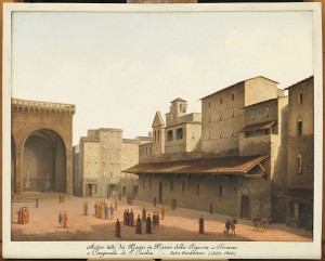 fabio borbottoni, antico tetto dei Pisani, in Piazza della Signoria