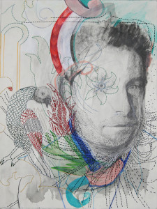 Anna Capolupo, Ma non solo un uomo, un giradino, cm 40x30, grafite, pastelli e filo di cotone su carta, 2015