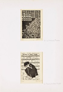 Gianni Marchello (Courtesy: Galleria Schubert)
Ricordo di Anna Frank e la soluzione finale, 1959
Xilografie, cm 27x15,5 e 26x17