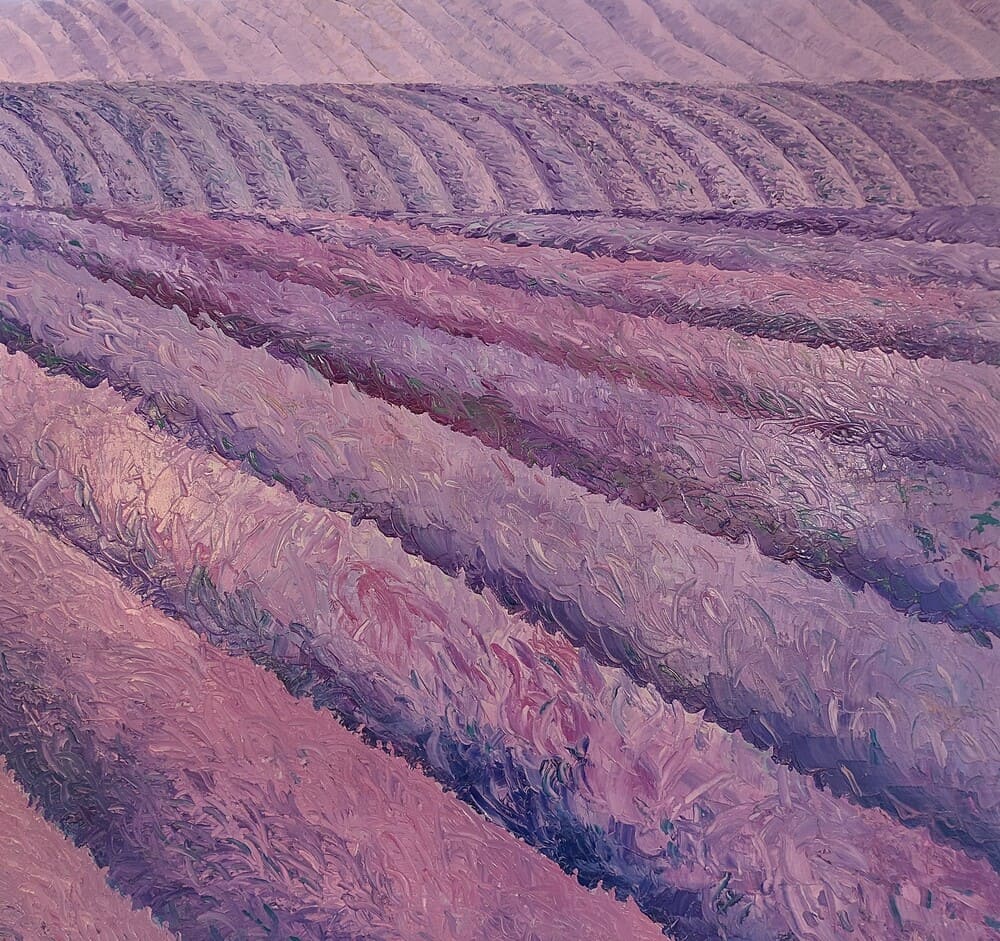 Lavanda, olio su tela con spatola, 80×80, 2006, disponibile, studio Aurelia